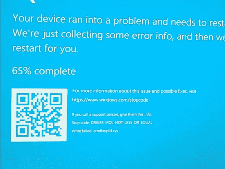 Исправить ошибку синего экрана amdkmpfd.sys BSOD в Windows 11 или 10