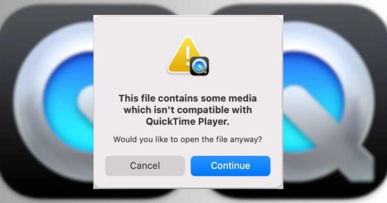 Исправлено: этот файл содержит медиафайлы, несовместимые с Quicktime Player.