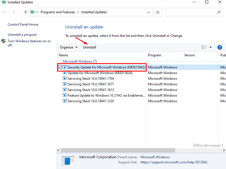 Как удалить KB5013942 из Windows 10 21H2, 21H1, 20H2